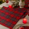 Chemin de table à carreaux écossais rouges pour décoration de Noël en coton et lin - 30*45cm (Set de Table) / Gros Carreaux Rouges