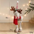 50cm Christmas plush reindeer figurine with red knit hat and scarf for holiday decor - Four-Legged Reindeer