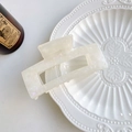 French vintage large rectangular pearl white acetate hair claw clip with marble texture - Iridescent White 10.5cm