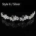 Corona scintillante in strass argento con design floreale per sposa o compleanno - Stile 6 (Argento)