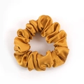 Premium 19mm mulberry silk scrunchie in elegant golden finish with glossy texture - 3.5cm/19 Momme / Amber Yellow