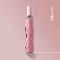 Automatic three-fold umbrella in coral pink with minimalist cylindrical handle - Pink (2006 Handle)
