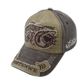Berretto da baseball vintage con patch squalo e design patchwork verde oliva e grigio scuro - Regolabile / Cachi