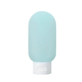 Light blue 60ml refillable travel squeeze bottle with white flip cap for toiletries - 60ml / Transparent Green