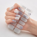 Self-adhesive nail polish stickers DQ3-055 with silver glitter and blue floral rhinestones - Silver Glitter Rhinestone Blue Purple Floral Style (DQ3-055)