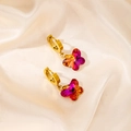 Detail of gold butterfly earrings with purple gradient crystals on silk fabric - Butterfly Style (0502)