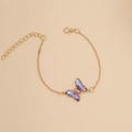Detail of gold butterfly necklace with purple iridescent pendant and lobster clasp - 7# Bracelet Light Purple