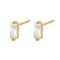 Elegant 925 sterling silver gold plated rectangular stud earrings with clear zircon - Gold-White Zirconia