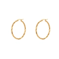 Chic 18K gold plated stainless steel twisted hoop earrings with a spiral texture design - Square Line Twisted Hoop Earrings - Gold - 35mm