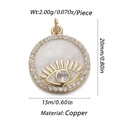 Detailed view of evil eye charm with dimensions 20x15mm and 2g weight specs - White Eye Charm (CX140-6)
