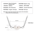 S925 silver necklace featuring a 6x8mm baroque freshwater pearl with a minimalist pendant design - Baroque Cylinder / K White Gold