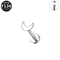 Silver crescent moon stud made of ASTM F136 titanium with internal thread detail - Silver Moon Style (G23LAI111-S)