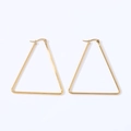 Macro detail of geometric triangular hoop earrings in polished gold stainless steel - Triangle Style (Gold Color)