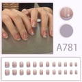 Französisches Nagelset mit lila Spitzen und silbernen Glitzersternen für Frauen - Lila Französischer Stern Kleber Stil (A781)