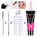 Nail poly extension gel kit with sparkly purple PGS003 Noble Queen gel and tools - Noble Queen (Noble Pink Glitter)