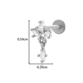 Silver-toned F136 titanium labret with marquise-cut zircon clusters, 0.59cm length - Cross Starburst Style (0193-6#) / Silver
