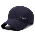 Casquette de baseball bleu marine avec logo bouclier R en métal et tissu sergé texturé - Réglable / Bleu marine