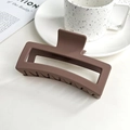 Brown matte rectangular 13cm shark hair claw clip with frosted texture and elegant finish - 13cm Extra Large Square Claw-Dark Coffee