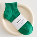 Calze minimaliste verde smeraldo per donna con polsino a coste e tessuto in cotone - Taglia unica / Verde velluto