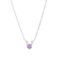 Minimalist silver necklace featuring a purple gemstone pendant with elegant deer horn design - Silver - Purple Zirconia