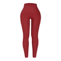 Leggings de yoga sans couture rouge foncé à taille haute avec contrôle du ventre - Bordeaux