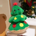 Peluche a forma di albero di Natale con viso sorridente e stella rossa decorativa - Albero di Natale