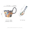 Floral ceramic mug with large loop handle and matching spoon set, 400ml capacity - Colorful Flower (with Spoon)