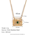 Collier avec pendentif oeil en malachite en acier inoxydable doré pour femme - Collier Œil de Malachite - Or