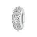 Elegant S925 sterling silver floral spacer bead with sparkling cubic zirconia stones - Hollow Flower Pattern (BSC1011)