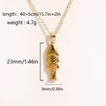 Detailed view of gold tropical fish pendant necklace with size and weight dimensions - Medium 3D Fish (Fish 4)