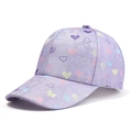 Kids lavender glitter baseball cap featuring colorful pastel heart patterns for girls - Heart Printed / Purple Heart