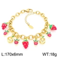 Bracciale a catena in oro acciaio con ciondoli fragola in smalto rosso e limoni - Stile Fragola Limone (KB203062-Z)