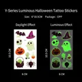 Tatouages temporaires Halloween phosphorescents avec motifs fantômes et citrouilles Y-179 - Série de Dessins Animés Halloween Y-179