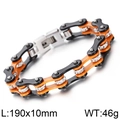 Men's titanium bicycle chain bracelet in orange and black with sparkling zircon inlays - 19cm Orange & Black Style (KB69274)