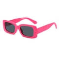 Modern rectangular sunglasses in bright pink finish with dark gray lenses for daily style - Rose Red Frame Grey Lens