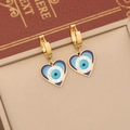 Gold heart hoop earrings with blue evil eye enamel and sparkling crystals set in a gift box - 3# Heart Shaped Evil Eye Earrings