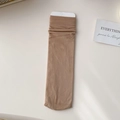 Nude khaki thin velvet crew socks for women with a minimalist packaging label - One Size / Nude