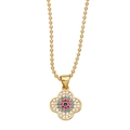 Goldene Kugelkette mit Kleeblatt-Anhänger, verziert mit bunten Zirkonia im Evil-Eye-Stil - Stil C-Kleeblatt Bunter Kristall