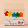 Five-piece colorful star-shaped birthday candles set with clear plastic holders - Cute Star Shaped Candle / 5 Pcs Set / Colorful Star