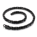 Collier pour homme en acier noir mat à maillons géométriques et fermoir rond - 63cm / Noir (KN90247-KFC)