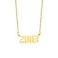 Collana in acciaio inossidabile placcato oro 18K con ciondolo anno 2003 stile gotico - 2003