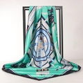 Elegant nautical print silk scarf featuring anchors and ship wheels on a sea green background - Green Nautical Rudder