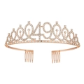 Corona 49° compleanno oro rosa con strass scintillanti e pettini laterali stabili - 49 anni