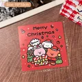 Süße Weihnachts-Karte 10x10cm mit Welpe Bär und Hase auf festlichem rotem Hintergrund-Design - Stil 1 Weihnachtsparty-Kartenkopf