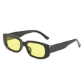 Vintage rectangle sunglasses with thick black frames and yellow tinted lenses - Black Frame Yellow Lens