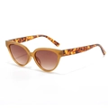 Fashionable cat eye sunglasses with amber frame and leopard print temples for women - Brown Frame Tortoise Temple
