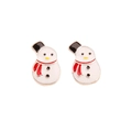 Christmas snowman stud earrings featuring white enamel and a festive red scarf detail - 25. Snowman Earrings Silver
