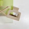Matte khaki square hair claw clip with minimalist hollow geometric design for women - 5cm / Light Skin