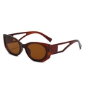 Retro amber oval sunglasses with hollow triangle temples and brown lenses for women - Dark Tea Frame Tea Lens