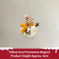Christmas snowman fridge magnet with yellow polka dot scarf and red hat, height 6cm - Snowman with Yellow Scarf